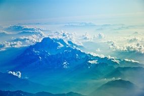 Panorama of the ridge in the Alps