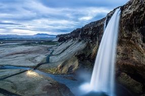 waterfall mountain nature rock cloud sky scene