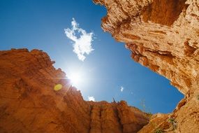 vertical rocks blue sky view