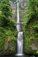 waterfall in green stones wild nature