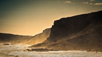 mountains at coastline, seascape