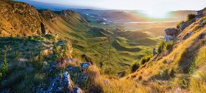 panorama of a picturesque valley and hills