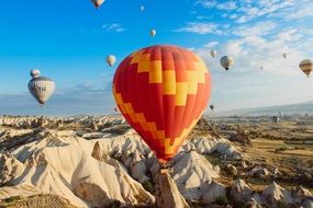 hot air balloons over Cappadocia