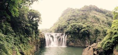 natural waterfall in tropical forest