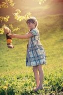 girl with teddy outdoor