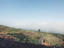 the landscape of the bend in the road