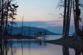 Calm landscape on yellowstone lake