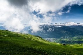 Mountain landscape against the background of clouds