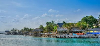 view of the tropical beach in the lagoon