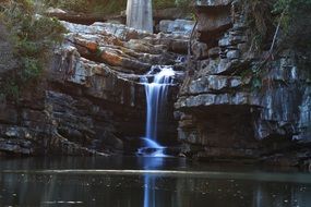 waterfall stone lagoon small lake