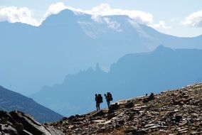 mountains hikers