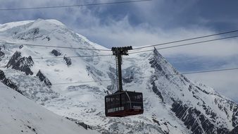 cable car in alpine mountains