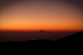 Mountain peak sunset scene