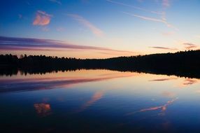 romantic twilight over a calm lake