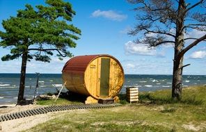 landscape of sauna at baltic sea in latvia