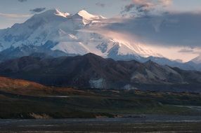 alaska mountain landscape with clouds view