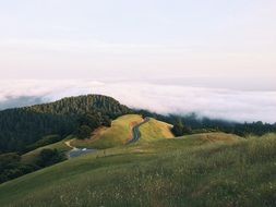 highlands road with parking space in beautiful landscape