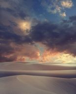 Landscape of sand desert at the sunset