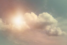 Beautiful and colorful light in the white clouds