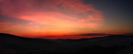 Orange sunset mountains Panorama