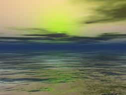 beautiful and delightful green sunset
