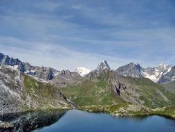 panorama of burgseeli lake in the mountains