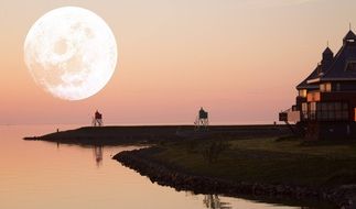 coastal landscape at sunset in holland