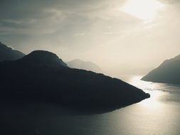 Alpine lake lighting in the mountains of Switzerland