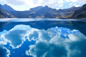 reflection of white clouds on l&uuml;ner lake