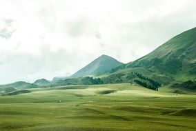 rural landscape of green mountains