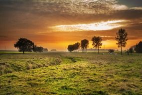 calm twilight in countryside