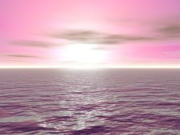 Pink sunset on the ocean