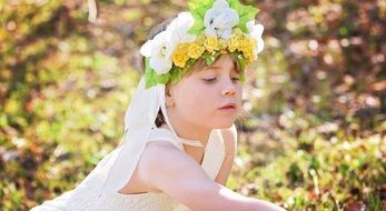 girl with flower chaplet