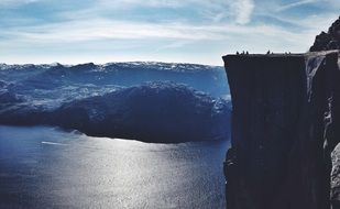 landscape of steep cliff in norway