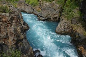 barnafoss iceland waterfall in stones