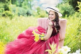 pretty woman in flowers