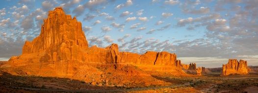 desert and mountains panorama in Arches National Park, Utah, USA