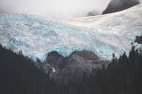 panorama of the massive glacier in the mountains