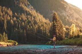 fishing on a mountain stream