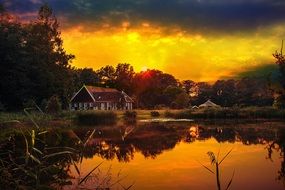 sun setting landscape