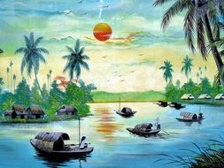 vietnam landscape drawing