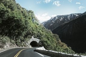 Landscape with the tunnel and mountains