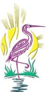 painted purple heron in the swamp