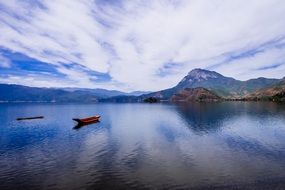 Peaceful lake near the beautiful mountains