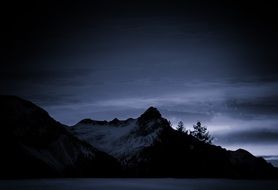 twilight over the mountains in winter