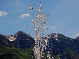 gushing water in the mountains