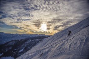 Man on a snowy mountainside