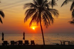 Beach at the resort during sunset