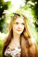 Portrait of a girl with a wreath on his head