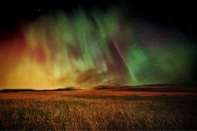 Colorful sky and field